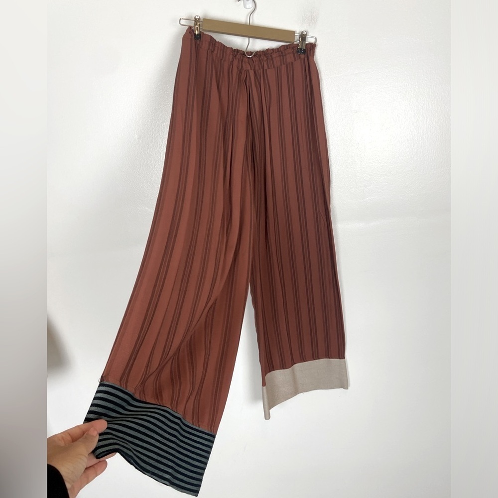 Women's Vintage Wide Leg Boho Pull On‎ Pants Size 1 Hippie Artsy Colorblock USA